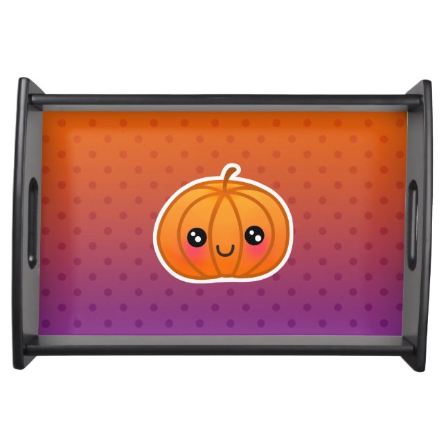 Cute Kawaii Halloween Cartoon Pumpkin Design Serving Tray (Front)