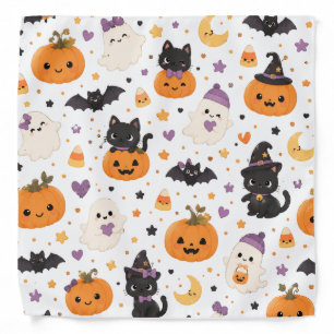 Cute Kawaii Halloween Cats Ghosts Pumpkins Bats Bandana