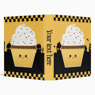 Cute Kawaii Halloween cupcake 3 Ring Binder