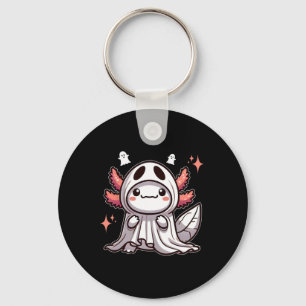 Cute Kawaii Halloween Ghost Axolotl Keychain