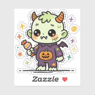 Cute Kawaii Halloween Monster Trick or Treat Sticker