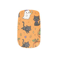 Cute Kawaii Halloween Nail Wraps - Orange Pumpkin