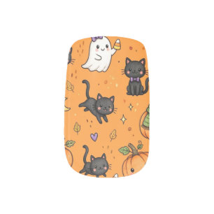 Cute Kawaii Halloween Nail Wraps - Orange Pumpkin
