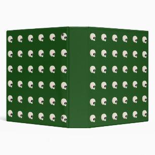 Cute Kawaii Halloween Skull Polka Dots dark green 3 Ring Binder