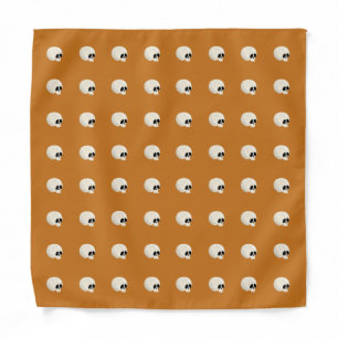 Cute Kawaii Halloween Skull Polka Dots orange Bandana