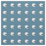 Cute Kawaii Halloween Skull Polka Dots Pale Blue Fabric