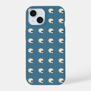 Cute Kawaii Halloween Skull Polka Dots pale blue iPhone 15 Case