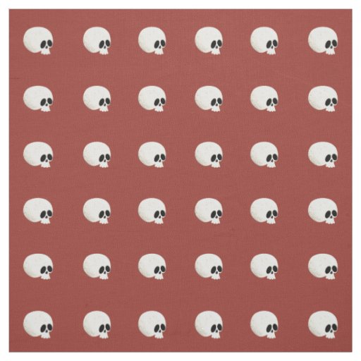 Cute Kawaii Halloween Skull Polka Dots Red Fabric