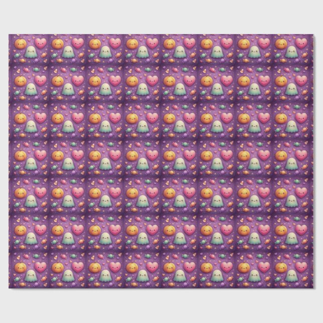 Cute Kawaii Halloween Wrapping Paper (Flat)