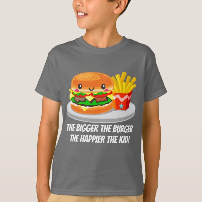 Cute Kawaii Hamburger fries add message T-Shirt (Front)