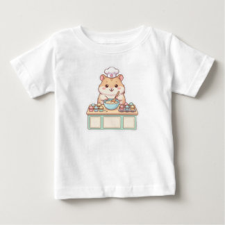 Cute Kawaii Hamster Chef Baking Cupcakes Toddler Baby T-Shirt