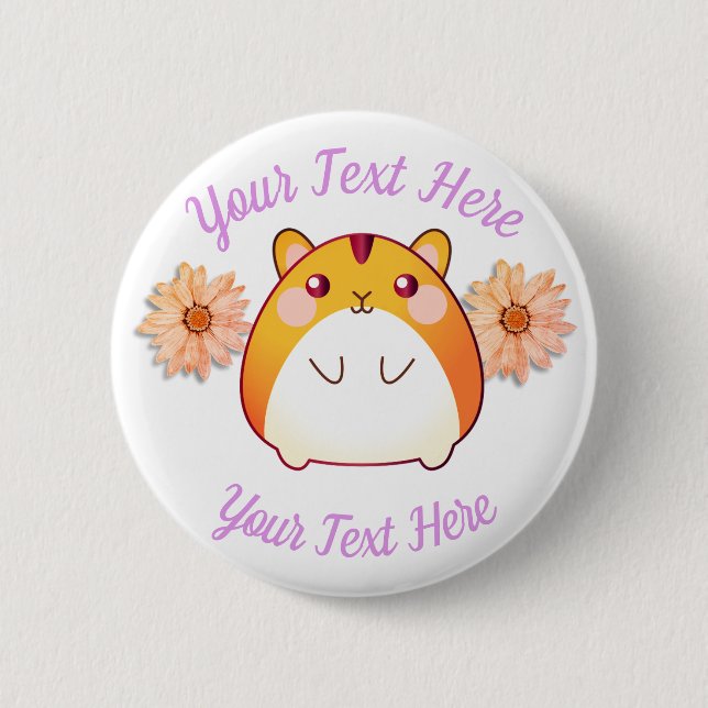 Cute Kawaii Hamster Custom Button (Front)