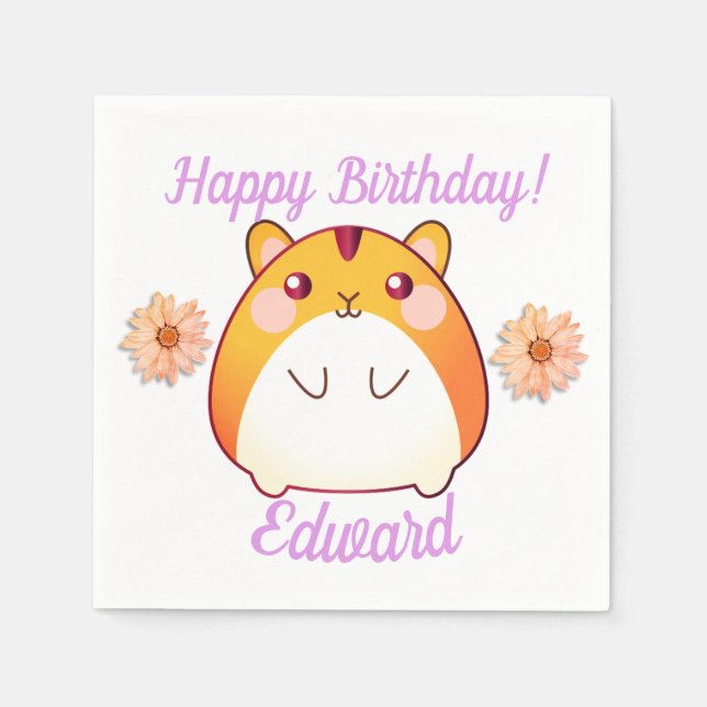 Cute Kawaii Hamster Custom Napkins (Front)
