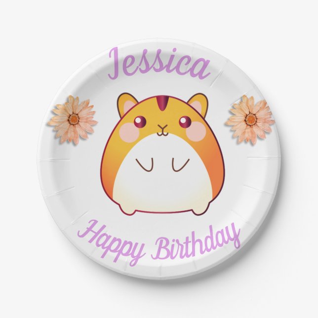 Cute Kawaii Hamster Custom Paper Plates (Front)