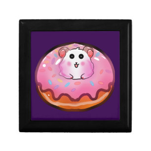Cute Kawaii Hamster in Pink Frosted Donut Art Gift Box