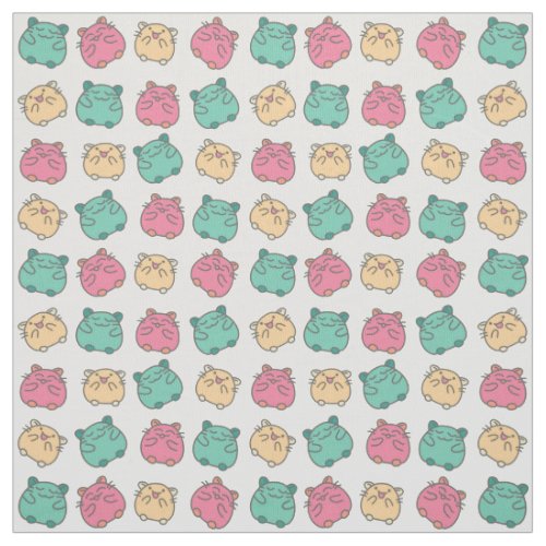 Cute Kawaii Hamsters Yellow Pink Green Patterned Fabric