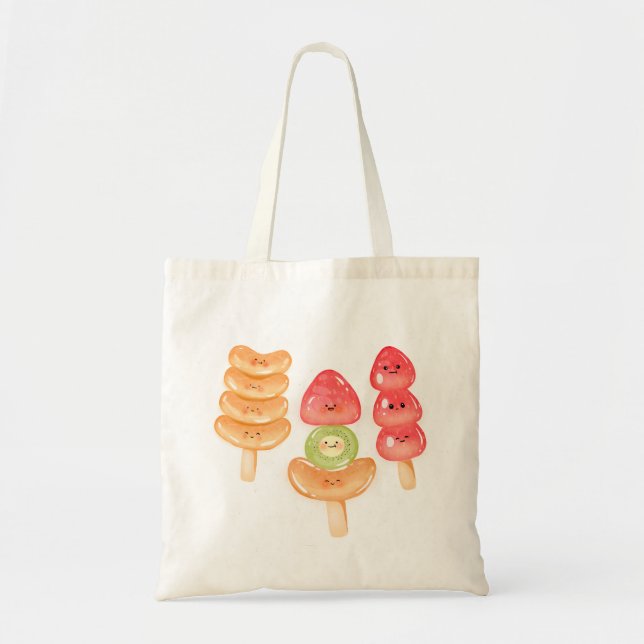 Cute Kawaii Hand-drawn Tanghulu Tote Bag (Front)