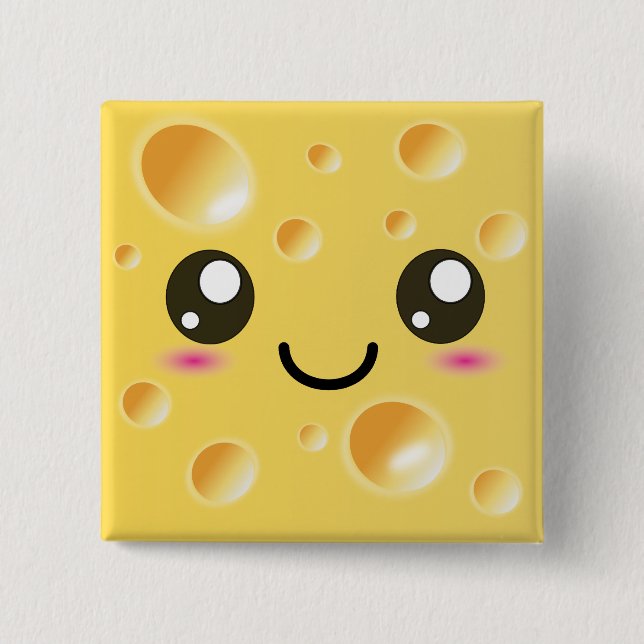 Cute Kawaii Happy Cheese Button (Front)