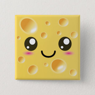 Cute Kawaii Happy Cheese Button
