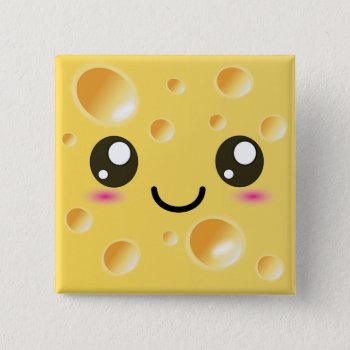 Cute Kawaii Happy Cheese Button by kawaiisquared at Zazzle