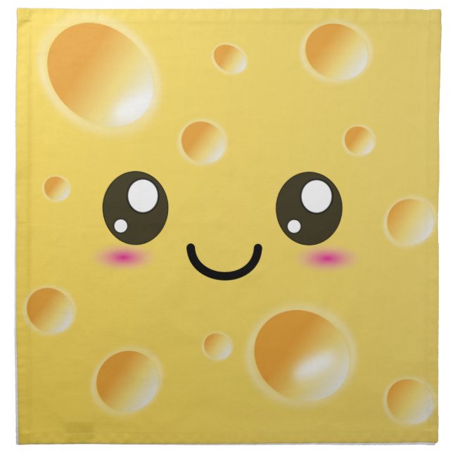 Cute Kawaii Happy Cheese Cloth Napkin (Front)