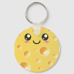 Cute Kawaii Happy Cheese Keychain at Zazzle