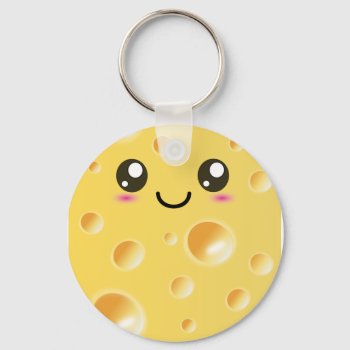 Cute Kawaii Happy Cheese Keychain by kawaiisquared at Zazzle