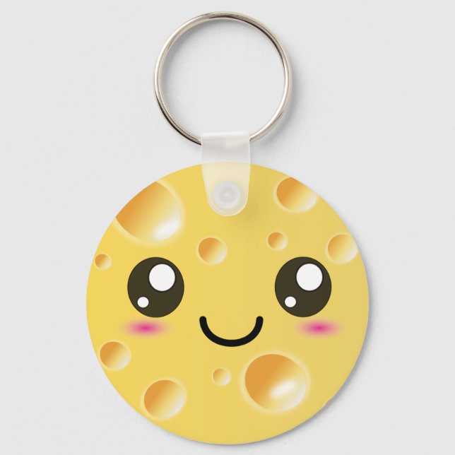 Cute Kawaii Happy Cheese Keychain (Front)
