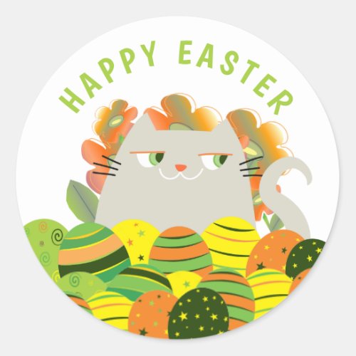 Cute Kawaii Happy Easter Classic Round Sticker