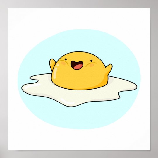 Cute Kawaii Happy Egg Yolk Poster | Zazzle.com