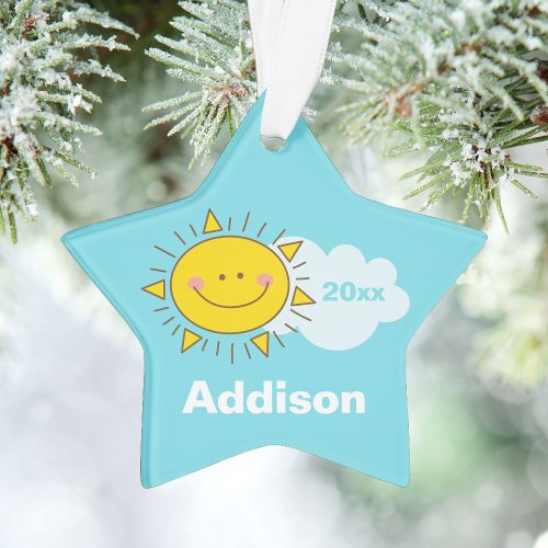 Cute Kawaii Happy Sunshine Baby First Christmas Ornament