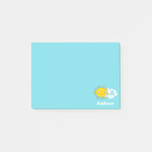Cute Kawaii Happy Sunshine Monogram Add Your Name Post-it Notes
