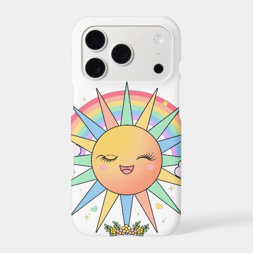 Cute Kawaii Happy Sunshine Rainbow Pastel Summer iPhone 17 Pro Case