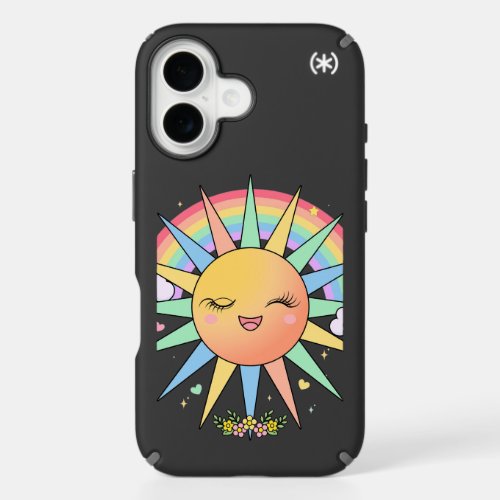 Cute Kawaii Happy Sunshine Rainbow Pastel Summer iPhone 16 Case