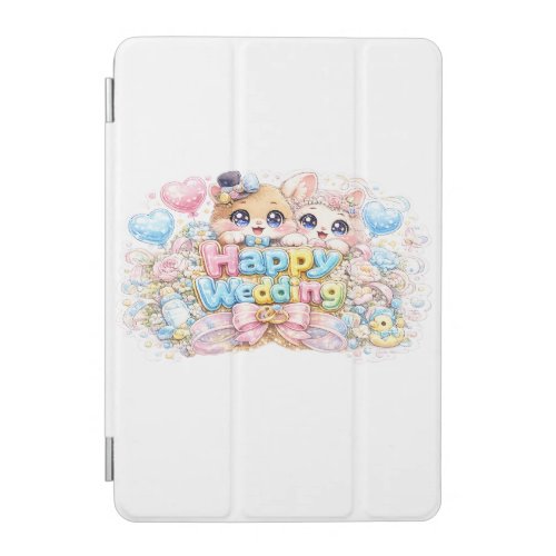 Cute Kawaii Happy Wedding Couple Animals Pastel Pi iPad Mini Cover