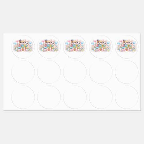 Cute Kawaii Happy Wedding Couple Animals Pastel Pi Labels
