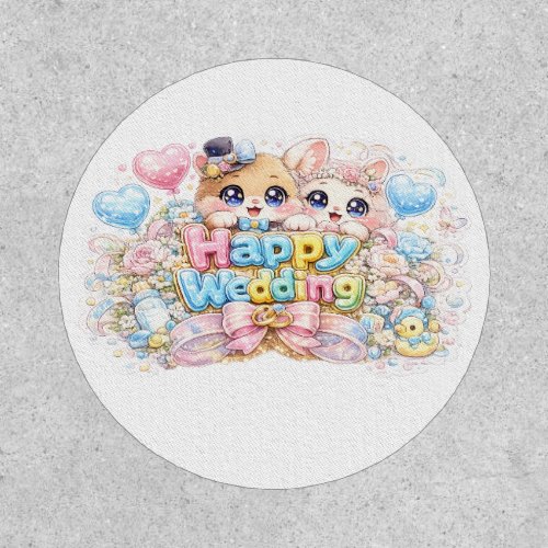 Cute Kawaii Happy Wedding Couple Animals Pastel Pi Patch