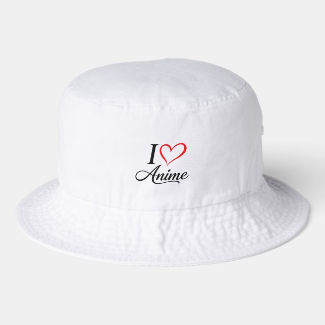 Cute Kawaii Heart Anime Bucket Hat (Front)