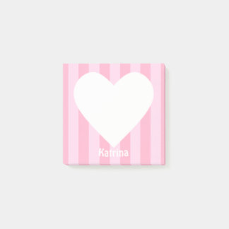 Cute Kawaii Heart Pink Stripe Custom Notes