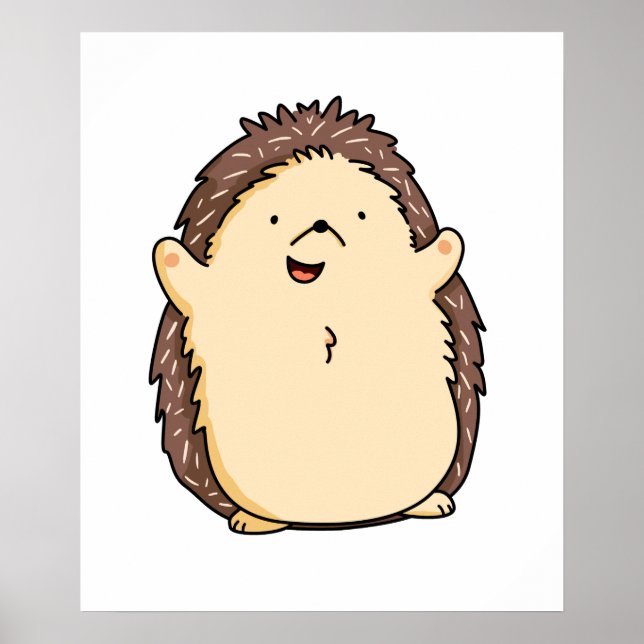Cute Kawaii Hedgehog Poster (Front)