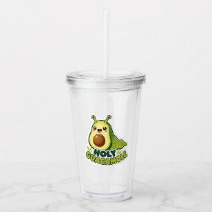 Cute Kawaii Holy Guacamole Avocado Slug Cartoon Acrylic Tumbler