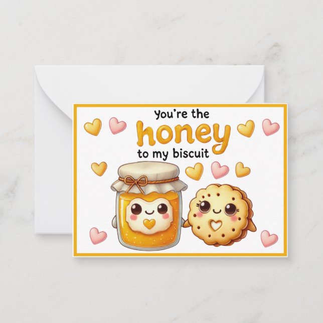 Cute Kawaii Honey and Biscuits Note Card (Front)