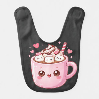Cute Kawaii Hot Chocolate Mug with Marshmallows Baby Bib
