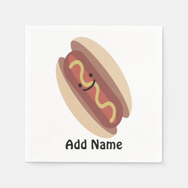 Cute Kawaii Hot Dog Paper Napkins (Front)