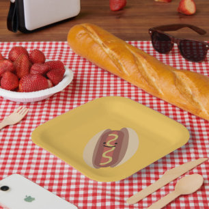 Cute Kawaii Hot Dog Paper Plates