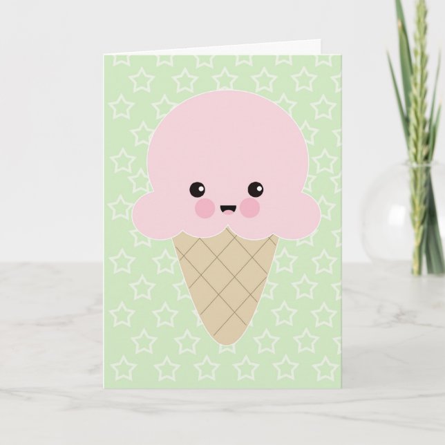 Cute Kawaii Ice Cream Birthday Card (Front)