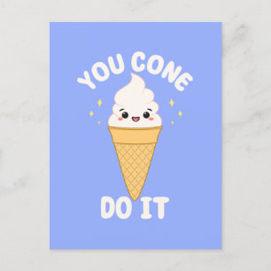 Cute Kawaii Ice Cream Cone Motivational Quote Postcard