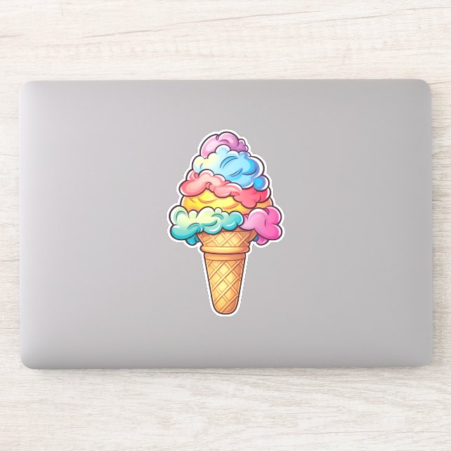 Cute Kawaii Ice Cream Cone | Sweet Treat Sticker (Computer)