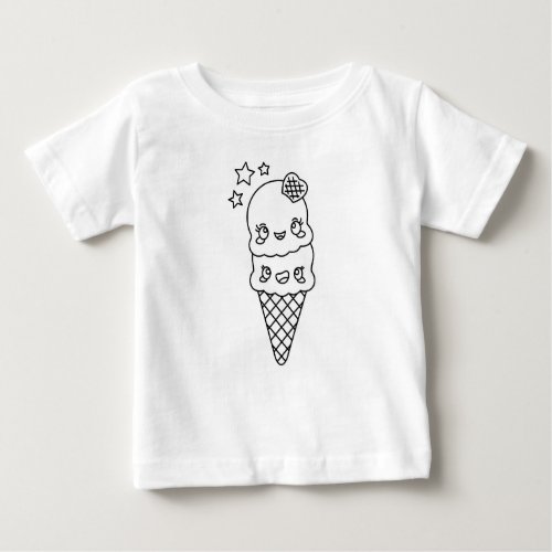 Cute Kawaii Ice Cream Cones Drawing Baby T_Shirt