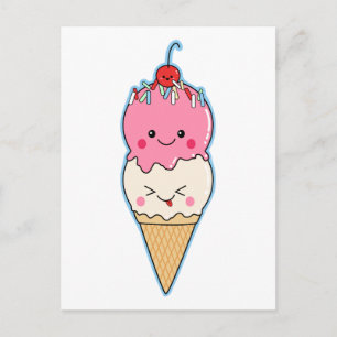 Cute Kawaii Ice Cream Postcard